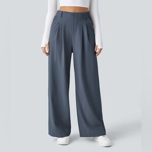 Halara Flex High Waisted Pocket Wide Leg Waffle Work Pants Grisaille